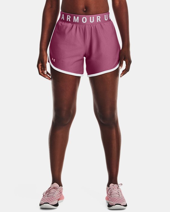 Women's UA Play Up 5" Shorts, Pink, pdpMainDesktop image number 0